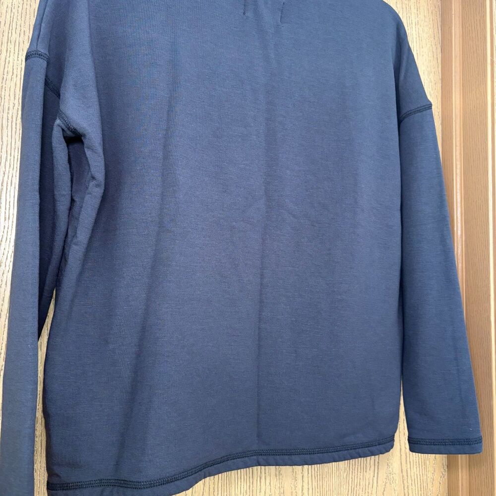 Madewell MWL Superbrushed Contrast-Stitched Easygoing Sweatshirt - Navy - XXS - Picture 7 of 9